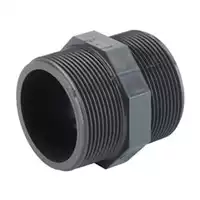 PVC-U threaded hex nipple pipe fitting, 16 Bar.