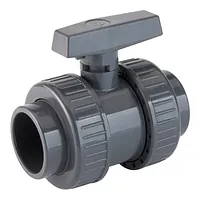 PVC-U double union ball valve with solvent cement sockets, 16 Bar.