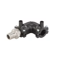 Elbow 90° transition fitting for PE100 pipe to threaded stainless steel, 16 Bar.