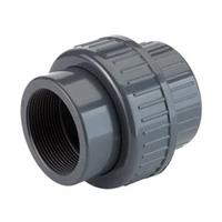 PVC-U threaded union pipe fitting, 16 Bar pressure rating.