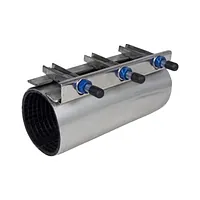 Blucast stainless steel repair clamp L=200mm PN16 with internal rubber gasket and three bolts