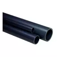 Lengths of dark grey PVC-U pipe with a PN10 10 Bar pressure rating.