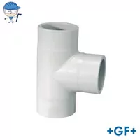 PP-H 90° equal standard tee pipe fitting, SDR17.6, for 10 Bar systems.