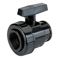 PVC-U single union ball valve with Rp threaded sockets, 16 Bar.
