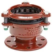 Red cast iron reduced flange adaptor restraint.