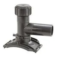 Black PE100 tapping saddle with a 360° rotatable outlet, rated for 16 Bar.