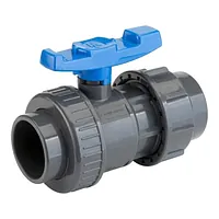 PVC-U ball valve with compression fittings, 16 Bar.