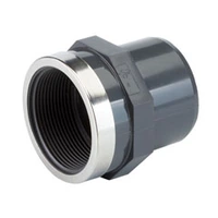 PVC-U threaded adaptor with reinforced Rp female thread, 16 Bar.