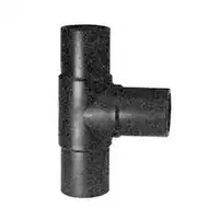 Black 90-degree equal PEHD tee pipe fitting, 16 Bar.