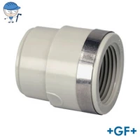 GF+ PP-H metric reducing bush with a reinforced Rp internal thread, 16 Bar.