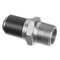 PE100 polyethylene to stainless steel male threaded transition adapter, 16 Bar.