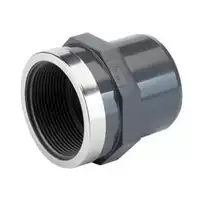 PVC-U threaded adaptor with reinforced Rp female thread, 16 Bar.