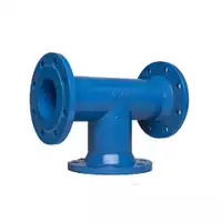 Blue Fonta cast iron equal tee with 10 Bar flanges.