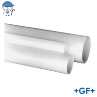 White standard PVDF pipe, SDR33 / PN10, rated for 10 Bar.