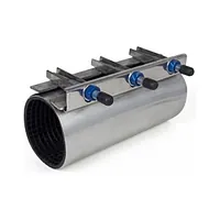 Blucast stainless steel pipe repair clamp with rubber inner seal and three tightening bolts