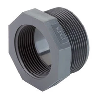PVC-U threaded reducing bush with a 16 Bar pressure rating.