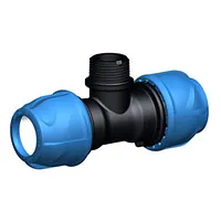 Polypropylene 90° tee with threaded male off-take - 16 Bar.