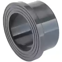 Serrated PVC-U flange adaptor for industrial piping systems, durable grey plastic stub end fitting for secure connections.