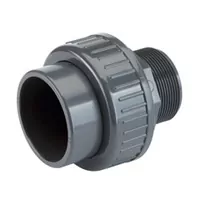 PVC-U plain to male thread union pipe fitting, 16 Bar.