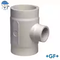 PP-H standard 90° reduced tee S8.3/SDR17.6 for 10 Bar pipe systems.