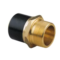PE100 polyethylene to brass male threaded adapter, 16 Bar.
