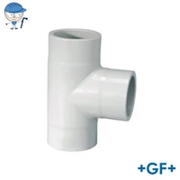 PP-H 90° equal standard tee pipe fitting, SDR17.6, for 10 Bar systems.