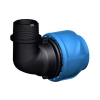 Polypropylene iJoint 90° elbow with a male threaded outlet, rated for 16 Bar.