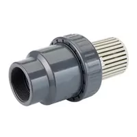 PVC-U B.S.P. threaded foot valve with a PP screen, rated for 16 Bar.