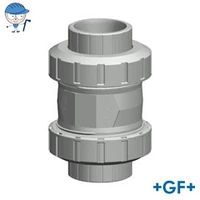 Georg Fischer Type 562 check valve in gray PVC-C, rated for 16 Bar.