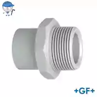 PP-H standard adaptor nipple with metric R male thread, 10 Bar rating.