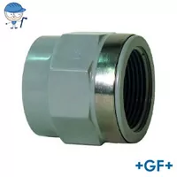 PVC-C metric socket with Rp female thread and reinforcing ring, 16 Bar.