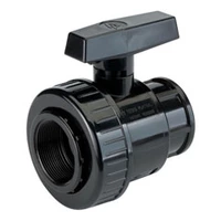 PVC-U single union ball valve with Rp threaded sockets, 16 Bar.