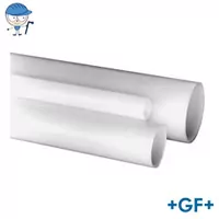 White standard PVDF pipe, SDR33 / PN10, rated for 10 Bar.