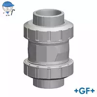 Georg Fischer Type 562 check valve in gray PVC-C, rated for 16 Bar.