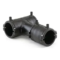 PE100 electrofusion equal tee fitting in black polyethylene, 16 Bar.