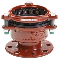 Red cast iron reduced flange adaptor restraint.