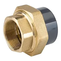PVC-U to brass union fitting with female Rp thread, 16 Bar.