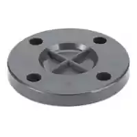 PVC-U blind flange for industrial piping, durable grey plastic pipe blanking plate for sealing pressure system ends.