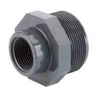 PVC-U threaded reducer pipe fitting, 16 Bar pressure rating.