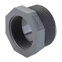 PVC-U threaded reducing bush with a 16 Bar pressure rating.
