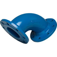 90-degree flanged cast iron elbow, 16 Bar.