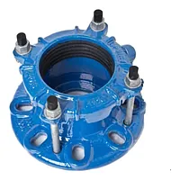 Blue cast iron ultra wide range flange adaptor with a 16 Bar pressure rating.
