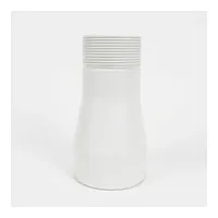 White PVC reducer pipe fitting with a threaded end.