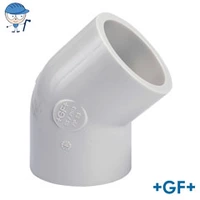 GF+ 45° PP-H elbow pipe fitting, S8.3/SDR17.6, 10 Bar.