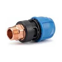 Adaptor tranziție FE alamă iJoint PP PN16 cu filet exterior din alamă și piuliță albastră
