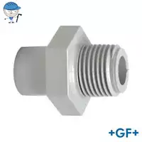 PVC-C metric adaptor socket nipple with R thread, 16 Bar rating.
