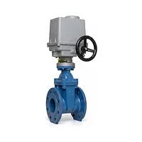 Robinet sertar pană pentru acționare electrică PN16 F4 din fontă ductilă cu servomotor gri