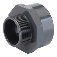 Grey PVC-U threaded increaser R/Rp fitting, 16 Bar pressure rating.
