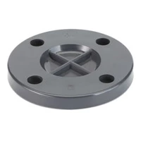 PVC-U blind flange for industrial piping, durable grey plastic pipe blanking plate for sealing pressure system ends.