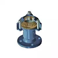 Blue restrained flange adaptor with a cutaway view showing the internal brass grip ring.